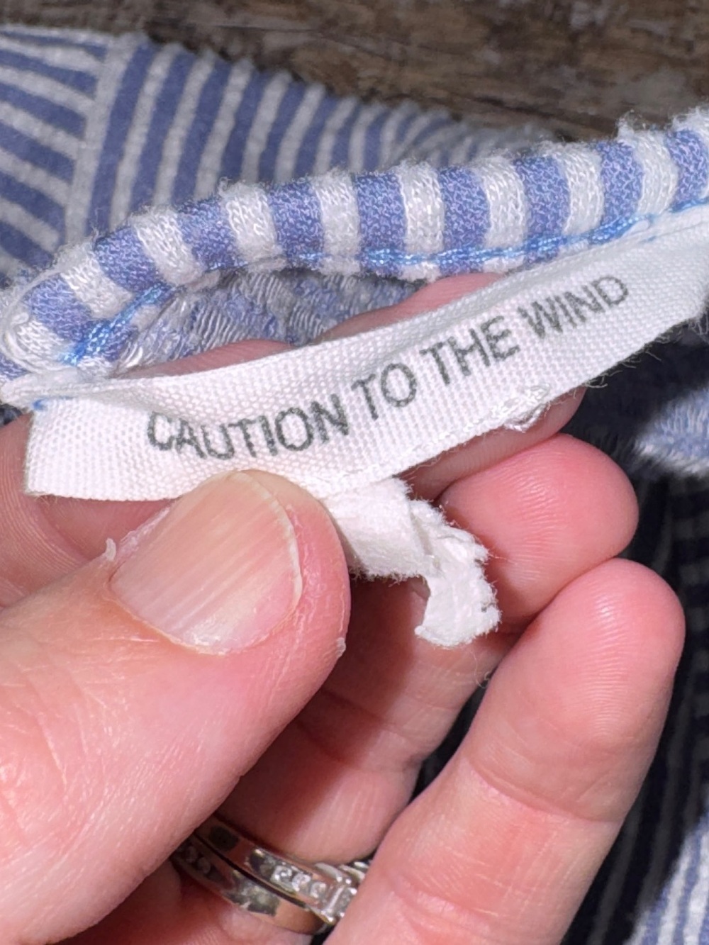 Caution to the Wind Blue White Stripe Wrap Top Small Peplum Beachy Summer - Picture 3 of 6